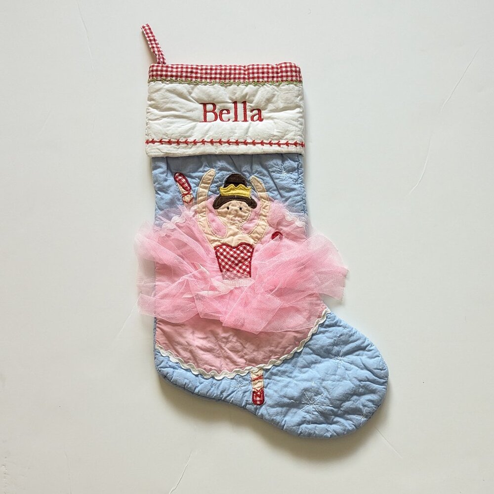 Pottery Barn Kids Christmas Stocking Ballerina Princess Monogramed "Bella"